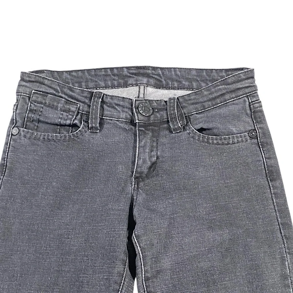 BCBGMAXAZRIA Jeans Womens 26 Graphite Slim Straight Long Biker Rockstar Y2K Club - Picture 9 of 15